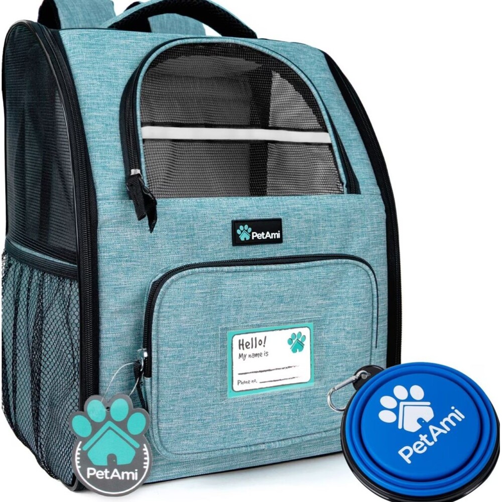 PetAmi Deluxe Pet Carrier Backpack for Small Dogs Cats - Sea Blue Travel Bag